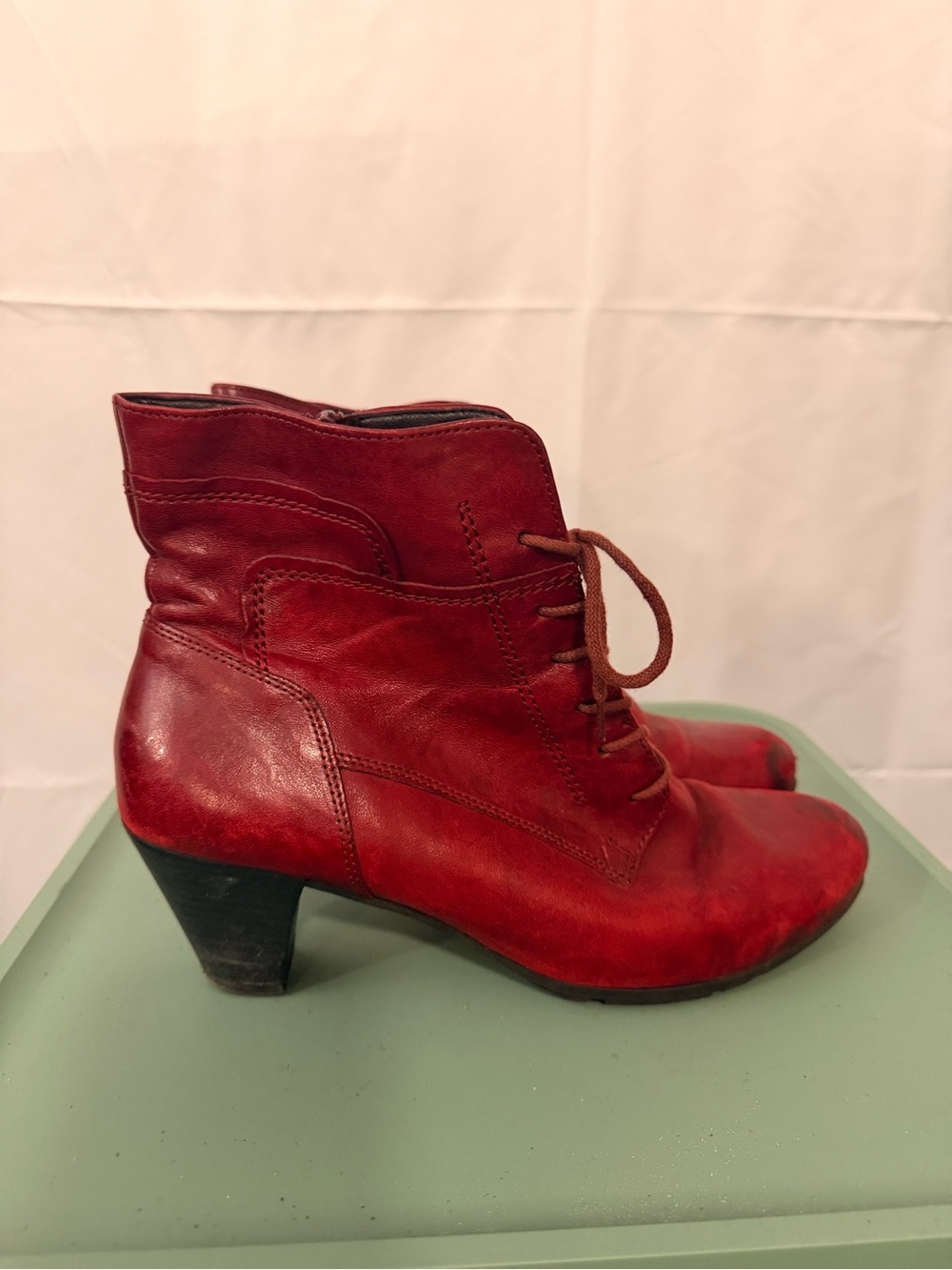 Women’s Gabor Red Heeled Leather Boots